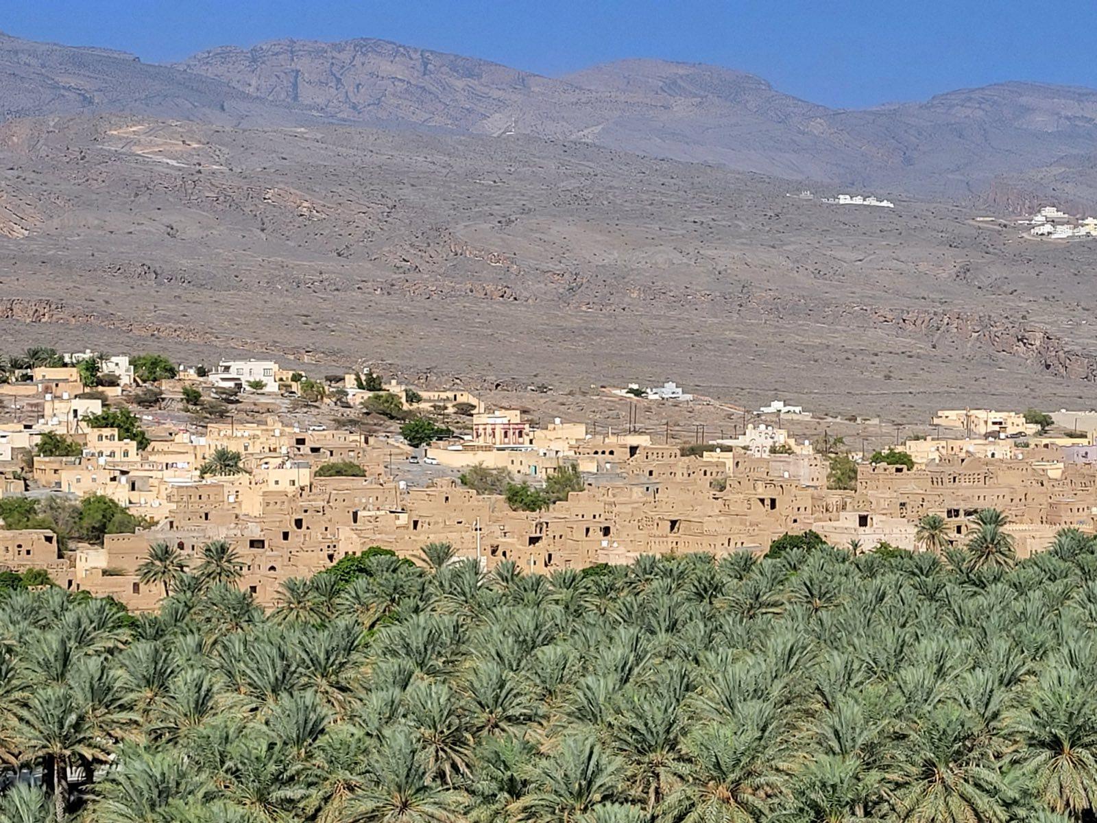Village in a palm oasis at the foot of the Hajar Mountains