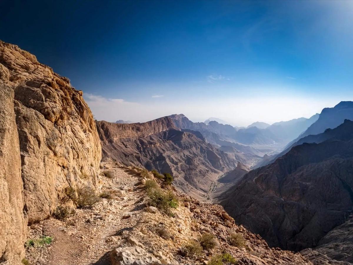 View into the gorge of Jebel Shams, the Grand Canyon of Arabia