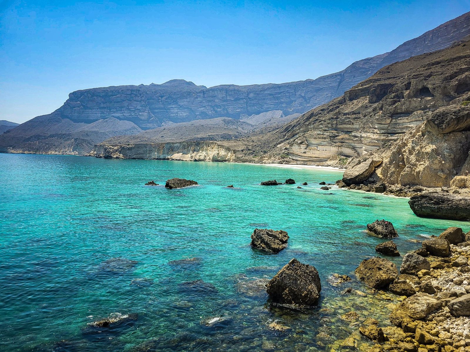 The deserted coves of Fazayah Beach, west of Salalah